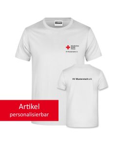 DRK T-Shirt weiß, Druck Kompaktlogo VS, personalisiert